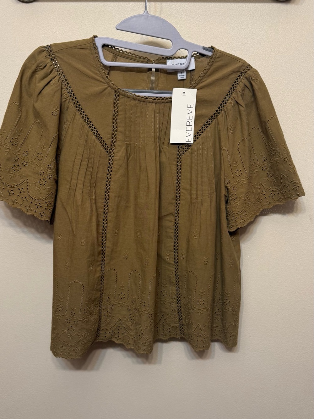 Evereve Olive Faye Eyelet Detail Blouse